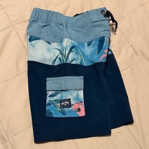Billabong Tropical Print Board Shorts - Blue and Pink